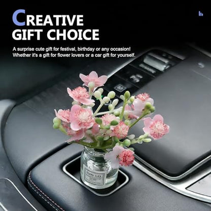 3 PCS Mini Daisy Flower Car Dashboard Decoration, Cute Glass Vase Car Interior Accessories for Women, Self-Adhesive Daisy Dashboard Ornament, Universal for Most Cars Trunks SUVs