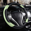 Leather Car Steering Wheel Cover, Non-Slip Car Wheel Cover Protector Breathable Microfiber Leather Universal Fit for Most Cars (Green) - color: Green