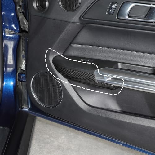 Jimen Fit for Ford Mustang 2015-2024, 2PCS Inner Door Armrest Panel Cover Trim (Carbon Fiber) - color: Carbon Fiber