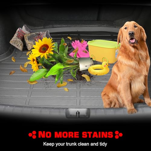IKON MOTORSPORTS TPE Cargo Trunk Liner, Compatible with 2019-2025 Cadillac XT4, Custom Fit All Weather Protection Heavy Duty Rear Trunk Tray Cargo Mats Protector, Black