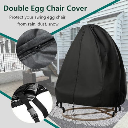 FLYMEI Patio Egg Chair Covers with Zipper, 420D Wicker Egg Swing Chair Covers, Waterproof Heavy Duty Weather Resisatnt Outdoor Chair Cover, Windproof Hanging Chair Cover, 75" x 45", Black, 1 Pack - color: Black, size: Single Seat 75'' (L) x 45''(W)
