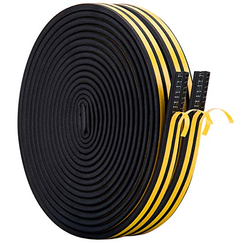 CloudBuyer Door Weather Stripping, Soundproof Insulation Seal Strip for Windows with Self-Adhesive Protection (Black, 66Ft) - color: Black, size: 66Ft