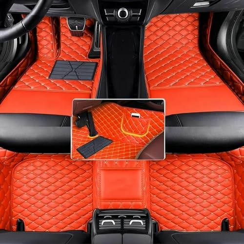 Custom Floor Mats for Audi A1, A3, A4, A5, A6, A7, A8,TT, TTS, Q2, Q3, Q5, Q7, Q8,RS3 RSQ8 S3 S4 S5 S6 S7 S8 e-tron, Q4 e-tron,All Weather Waterproof Luxury Leather (Red) - color: Red