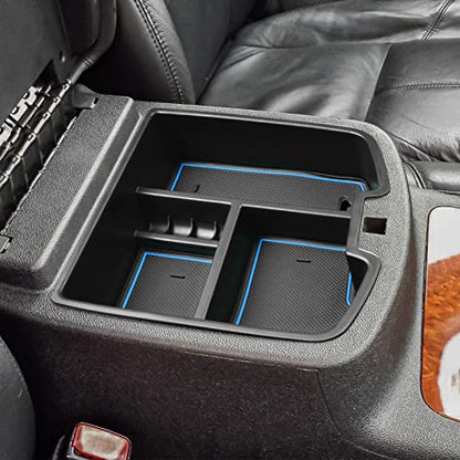 HGWEI Center Console Organizer Compatible with 2007-2014 Chevy Silverado GMC Sierra Avalanche Tahoe Suburban Yukon Yukon XL Accessories, Floor Mounted Center Console ONLY,Blue Trim - color: blue