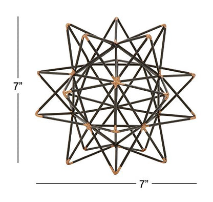 Deco 79 Metal Geometric Decorative Sculpture Home Decor Statue with Gold Accents, Accent Figurine 7" x 7" x 7", Black