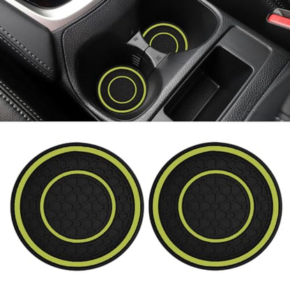 2PCS Car Cup Holder Coasters, 2.75 Inch Auto Non-Slip Anti Dust Cup Mats, Console Cup Holder Insert Coaster Auto Insulated Mats, Universal Interior Accessories for Most Cars (Yellow) - color: Yellow