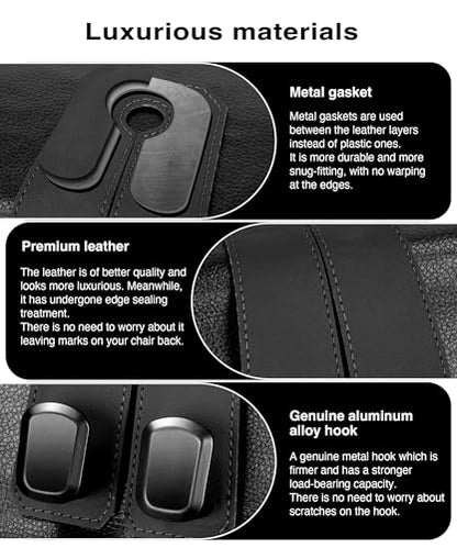 Car Hooks for Headrest, 2Pcs Seat Back Storage Hook Luxurious Leather 100% Metal Multifunctional Car Hanger & Holder for Heatrest, Seat, Bag, Purse (Black) - color: BLACK 2Pack