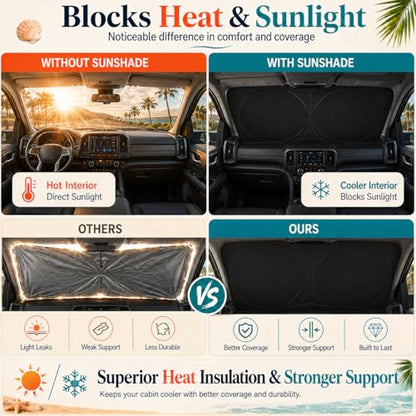 Sienna Windshield Sun Shade, Custom Fit Foldable Front Window Sunshade Visor, Reflective UV and Heat Block Interior Protector, Fits 1998–2025 Models - size: for Sienna 1998-2025