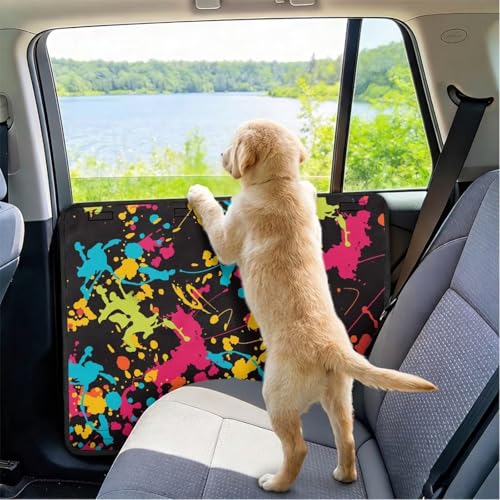 Abstract Art Car Door Protector from Dog Scratching Waterproof Door Protectors for Vehicles,Universal Fit for Cars, Trucks Nonslip Vehicle Doors Covers Guard - color: Abstract Art