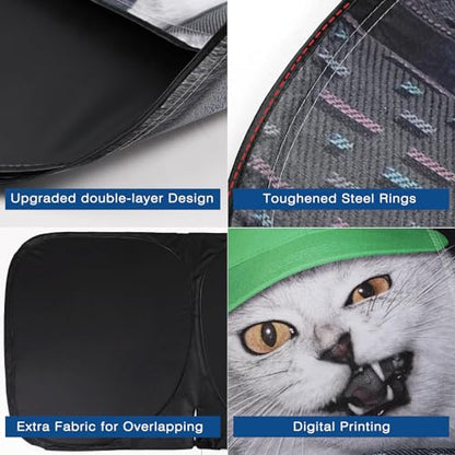 Windshield Sun Shade - Car Sun Shade Windshield, Cute Reflector Sunshade Offers Ultimate Protection for Car Interior - color: Cat