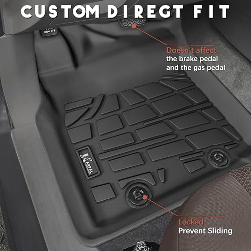 KARPAL Floor Mats Fit for Toyota Tacoma 2005-2015 Double Cab (Footwell Coverage), Custom Fit All Weather TPE Floor Liners, 1st & 2nd Row Mat, Tacoma Accessories - style: 2005-2015 | For Toyota Tacoma Double Cab | 1st & 2nd Row