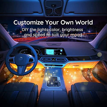Car LED Strip Light, EJ's SUPER CAR 4pcs 48 LED Multi-Color Car Interior Lights Under Dash Lighting Waterproof Kit with Multi-Mode Change and Wireless Remote Control, Car Charger Included,DC 12V - color: MultiColor(48LED Beads)