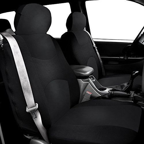 FH Group Front Set Cloth Car Seat Cover for Bucket Seats, Universal Fit, Airbag Compatible, Seat Covers for SUV, Van, Black - color: Black, style: Front Set
