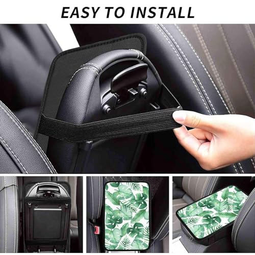 Tropic Leaf Auto Center Console Armrest Cover Pad, Universal Fit Waterproof Comfort Car Armrest Cushion for Most Vehicle SUV Truck - color: Tropic Leaf