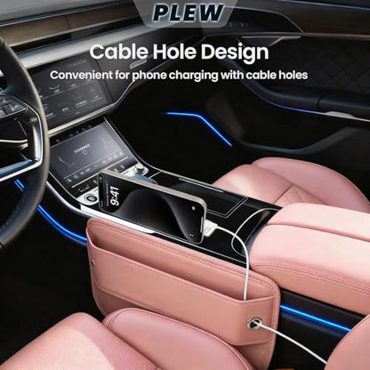 2-Pack Car Seat Gap Filler Organizer - Upgraded Anti-Slip Strap Design - Premium Leather Side Console Pocket - Prevent Phone Falling - Universal Fit Car Essentials for SUV, Truck & Sedan,Pink - color: Dune Pink(2 Packs)