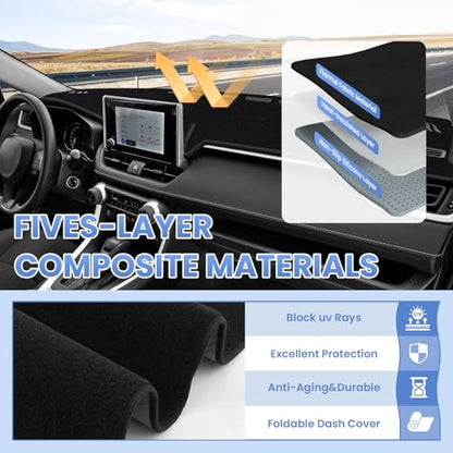Sunsdrew Dash Cover for 2019-2025 Toyota Rav4 Dashboard Cover Mat for Rav4 Accessories Sunshade Nonslip Mesh Protector No Glare - size: 19+RAV4 Dash Cover