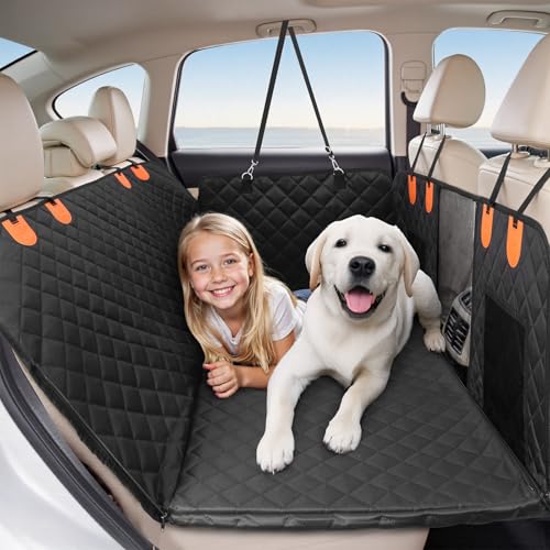 HOTEAGLE Pet Car Seat Cover with 3 Separate Hard Bottom Plates, Ideal for Car/SUV/Small Trucks, Back Seat Extender for Dogs Holds 400lbs, Black - color: Black, size: For Car/SUV/Small Truck