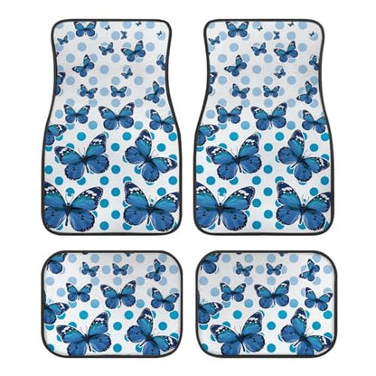 Blue Butterfly Auto Floor Mats Universal Fit Car Floor Mats All Weather Front and Rear Car Mat Carpet Set - color: Blue Butterfly