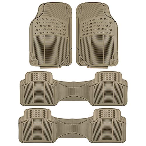 FH Group Car Floor Mats - Heavy-Duty Rubber for Cars, Universal Fit Rear Set, Trimmable, ClimaProof Floor Mats For Most Sedan, SUV, Truck, Beige - color: Beige, size: Front: 28.7" x 18.5" Rear: 54.4" x 17.1", style: 3 Row Set