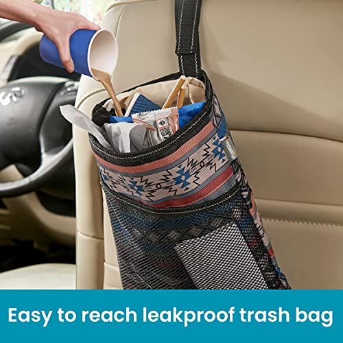 High Road Hanging Car Trash Bag with Waterproof Leakproof Liner, Storage Pocket and Adjustable Strap to Hang in the Front or Back Seat - Southwest - color: Southwest