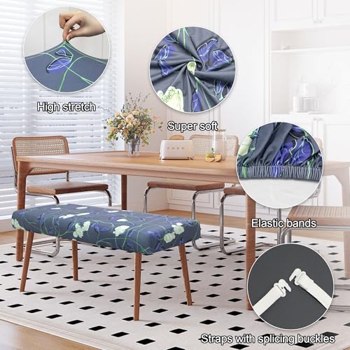 Stretch Bench Cover, Seat Cushion Protector, Washable Slipcover, Printed Rectangle Cover for Dining Room, Living Room, Kitchen (Lily) - color: Lily