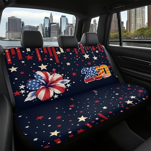 AFPANQZ American Flower Car Seat Cover for Rear Bench Seat, 250 Years Automotive Back Seat Protector Dogs Pets Seat Cushion for Trucks Vans SUVs Universal Fit - color: 250 Years American Flower