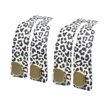 Purse and Bag Hook for Car, Zinc Alloy Seat Headrest Hooks, Upgraded Leather Car Seat Back Purses Hanger and Bags Holder (White Leopard) - color: White Leopard