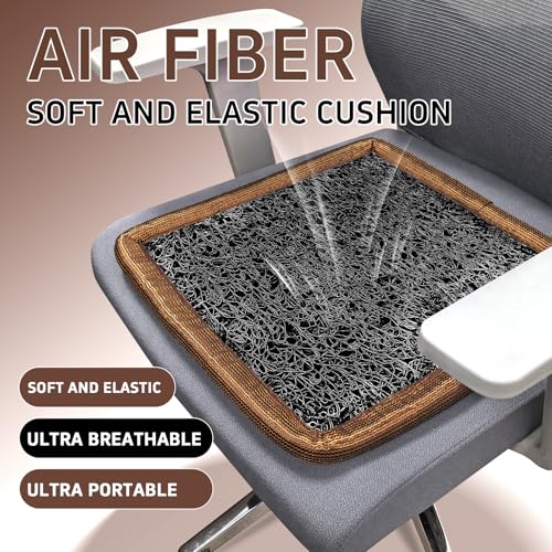 Air Fiber Seat Cushion for Office Chair, 0.7Inch Thin Car Seat Cushion for Driving, Breathable Square Chair Pad for Long Sitting Fatigue Relief, Fully Washable Desk Cushion for Gaming & Travel (Black)