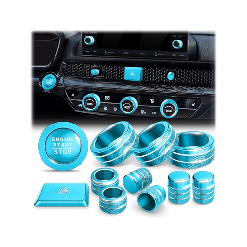 Polodunn for 2022-2026 Honda Civic Accessories, 2023-2026 CRV & Acura Ingetra (Fit 9" Screen/ 1 Audio Knob), 11pcs Knob Cover Kit - Hazard Light, Push Start, Audio, AC & Air Vent (EmeraldBlue) - color: EmeraldBlue, size: 1 Audio Knob Screen