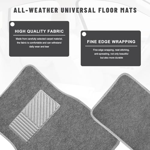 Sun Walker 4 PCS Car Floor Mats, Waterproof Anti-Slip Front & Rear Car Carpets with Driver Heel Pad, All Weather Floor Protective Pads Universal for SUVs Trucks Sedans Vans (Gray) - color: Gray
