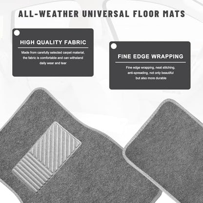Sun Walker 4 PCS Car Floor Mats, Waterproof Anti-Slip Front & Rear Car Carpets with Driver Heel Pad, All Weather Floor Protective Pads Universal for SUVs Trucks Sedans Vans (Gray) - color: Gray
