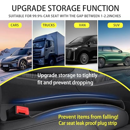2PCS Universal Car Seat Gap Filler, Durable & Easy Install, No-Drop Seat Side Gap Seam Filler Organizer to Fill the Gap Space Between the Console and Seats, with Phone Holder for Car, SUV, Truck