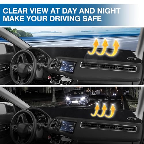 KUST Black Dash Cover for Honda HR-V HRV 2016-2021 2022 Dashboard Cover Non-Slip Center Console Dash Cover Interior for Honda HR-V HRV Accessories Custom Fit Dash Mat Sunshade Windshield Glare - size: 54''×19.2'' (Honda HR-V 16-22)