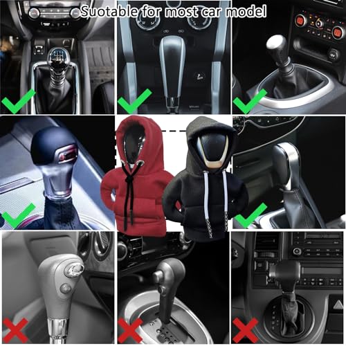 vvag Hoodie Car Gear Shift, Dutch Velvet, Black+Red, Universal Fit Knob Cover, 16 x 11.5cm/6.3 x 4.5inch - color: Black+Red