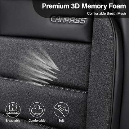 CAR PASS Memory Foam Seat Covers Front, Airy Cool Mesh Thick Car Seat Covers, Leather Car Seat Covers Front Seats Airbag Compatible, Universal Automotive Comfort for Cars, Trucks, SUV, Charcoal Gray - color: Charcoal Gray