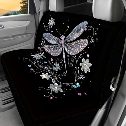 Art Dragonfly Car Seat Cover Full Set Cute Auto Front Seat Dragonfly Car Accessories Set Protective Breathable Split Bench Seat Cushion Pads Set of 4 Pack Protective,Universal Fit - color: Artistic Dragonfly