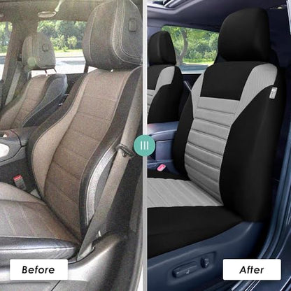 FH Group Full Set 3D Air Mesh Car Seat Covers - Universal Fit, Low Back Seat Cover, Airbag Compatible, Split Bench Rear Seat, Washable Seat Cover for SUV, Sedan, Gray - color: Gray, style: Full Set