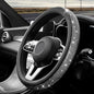 Diamond Leather Steering Wheel Cover, 15 Inch Bling Crystal Rhinestone Anti-Slip Wheel Protector, Universal Sparkling Elegant Diamond Steering Wheels Cover for Women Girl (Black) - color: Black