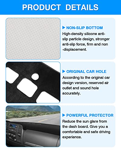 Autorder Dashboard Cover Mat for 2007-2013 Chevy Chevrolet Silverado/GMC Sierra with Two Glove Boxes Accessories Dash Cover Flannel Dash Mat Sunshade Glare UV Rays Protector - size: Black 07-13 Silverado 2 Glove Boxes