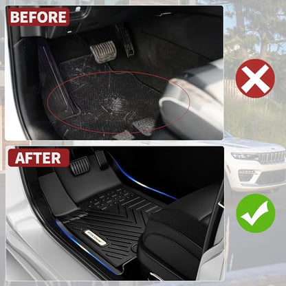 YITAMOTOR Floor Mats for Chrysler Pacifica 2017-2026 7/8 Passenger (No Hybrid) & Voyager 2020-2026, Custom Fit All Weather Anti-Slip TPE Rubber Automotive Accessories, 3 Row & Cargo Liner Set, Black - style: 17-26 Chrysler Pacifica Floor Mats & Cargo Line