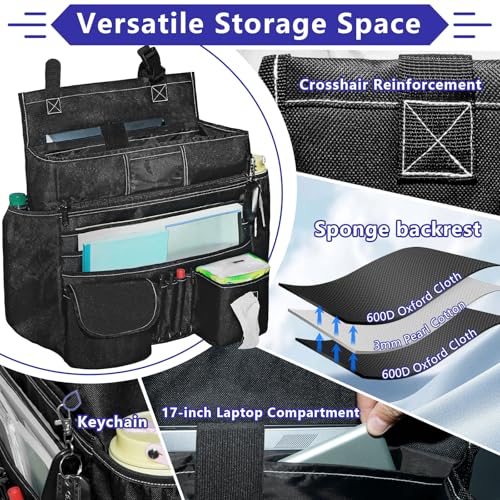Seat Organizer Front Seat,Patrol Bag Law Enforcement with Large Storage,Universal Fit for Front & Back Seats,Dedicated Tablet and 17 Inch Laptop Storage,for Truck Office, Police,Black