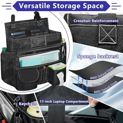 Seat Organizer Front Seat,Patrol Bag Law Enforcement with Large Storage,Universal Fit for Front & Back Seats,Dedicated Tablet and 17 Inch Laptop Storage,for Truck Office, Police,Black