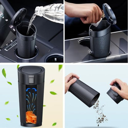 Car Trash Can with Lid, 2 Packs Leakproof Vehicle Garbage Bin, Compact Cup Holder Design, Includes 40 Trash Bags, Ideal for Car, Truck, Home, Office, Front & Back Seat Organizers (2-pack Black) - color: 2-pack Black