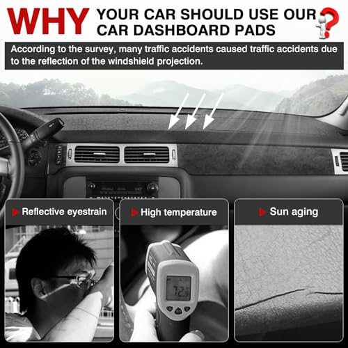 Autorder Dashboard Cover Mat for 2007-2013 Chevy Silverado Sierra,2007-2014 Chevy Tahoe Suburban Denali Avalanche&GMC Yukon/XL Without Dash Speaker&Only One Glove Box Accessories Velvet Dash Cover - size: 07-13 Silverado 1 Glove Box(A)