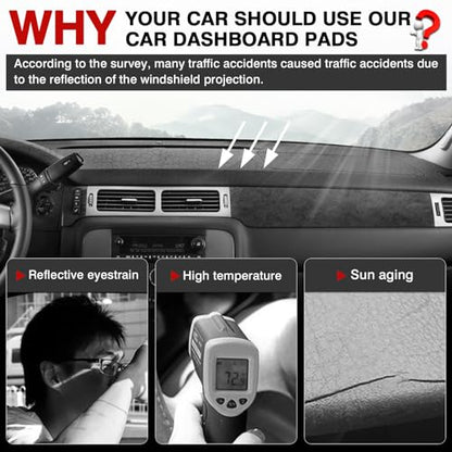 Autorder Dashboard Cover Mat for 2007-2013 Chevy Silverado Sierra,2007-2014 Chevy Tahoe Suburban Denali Avalanche&GMC Yukon/XL Without Dash Speaker&Only One Glove Box Accessories Velvet Dash Cover - size: 07-13 Silverado 1 Glove Box(A)