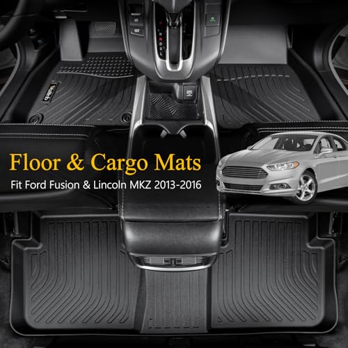 Floor Mats & Cargo Liner Fit for Ford Fusion 2013-2016 & Lincoln MKZ 2013-2016 All Weather Liners Custom Fit Ford Fusion 2013-2016 & Lincoln MKZ Waterproof Durable Easy to Clean Accessories - style: 40|For Ford Fusion/Lincoln MKZ | 2013-2016 | Set