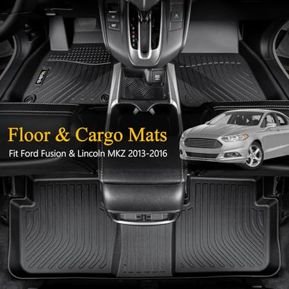 Floor Mats & Cargo Liner Fit for Ford Fusion 2013-2016 & Lincoln MKZ 2013-2016 All Weather Liners Custom Fit Ford Fusion 2013-2016 & Lincoln MKZ Waterproof Durable Easy to Clean Accessories - style: 40|For Ford Fusion/Lincoln MKZ | 2013-2016 | Set