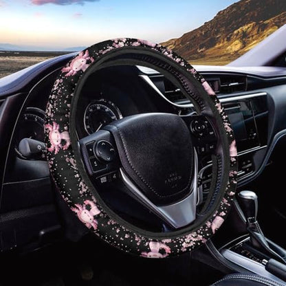 AFPANQZ Cartoon Axolotl Cherry Blossom Car Steering Wheel Cover Non-Slip Rubber Steering Wheel Covers Warm Breathable Steering Wheel Covers Sweat Absorption Car Steering Wheel Covers 15 Inches Pink - color: Axolotl Cherry Blossom