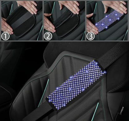 NBTEPEM 2 Pack Bling Car Seat Belt Covers, Diamond Seatbelt Shoulder Protection, Rhinestones Seat Belt Strap Cover Shoulder Pad, Universal Bling Car Interior Accessories Fit for Car/Truck/SUV(Blue) - color: Blue