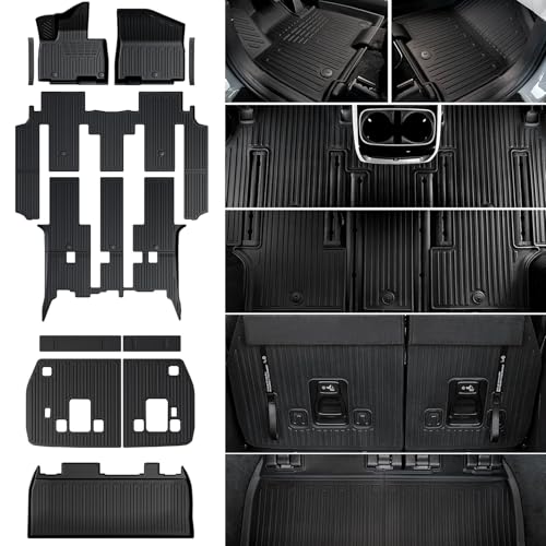 Floor Mats Set for 2022-2025 2026 Kia Carnival 8 Seats(Gas Only), All Weather TPE Backrest Mat Trunk Lower Well Mat Cargo Liner Door Sill Guards Accessories